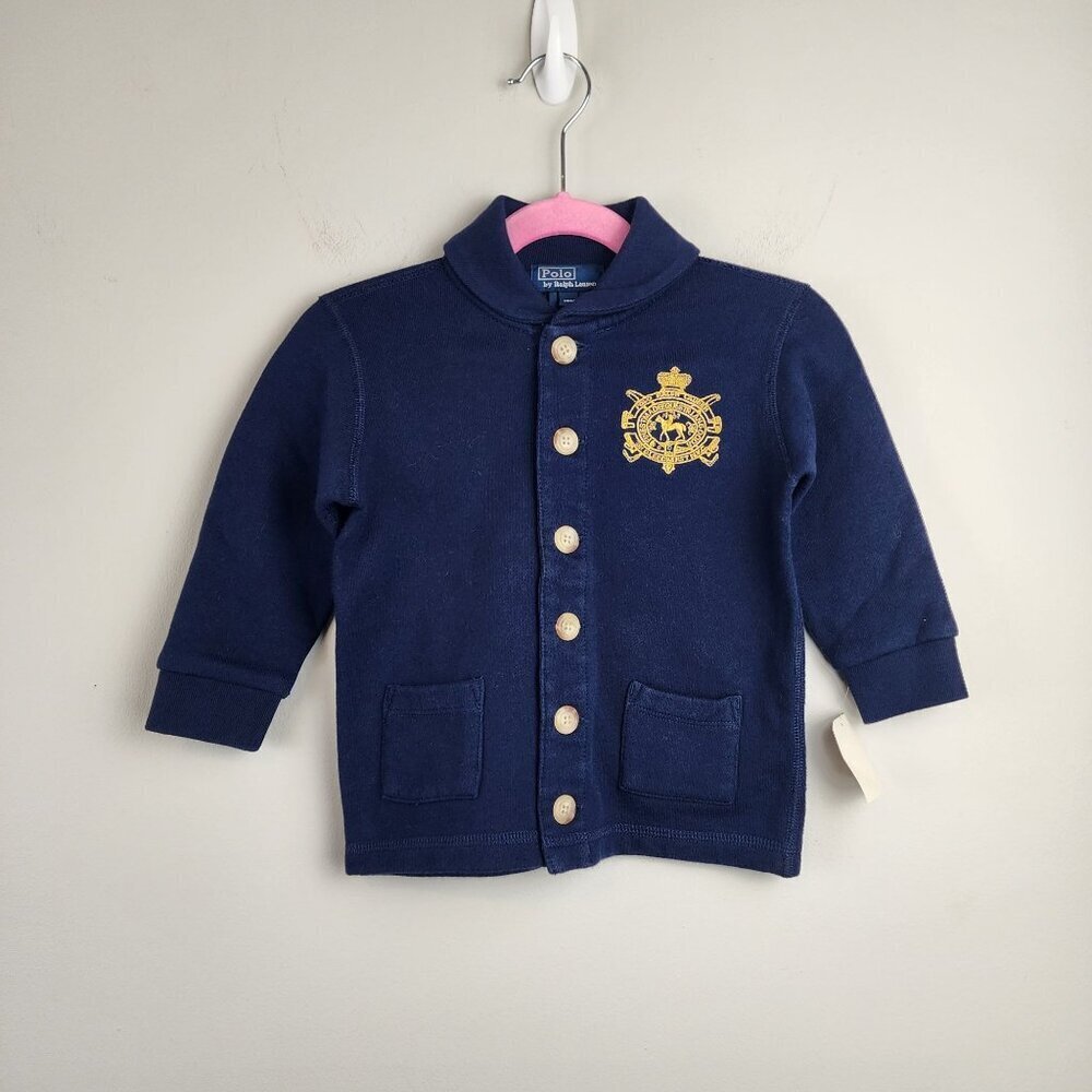 Polo Ralph Lauren boy 18 m  Navy  Jacket With Embroidered Crest & Button Front